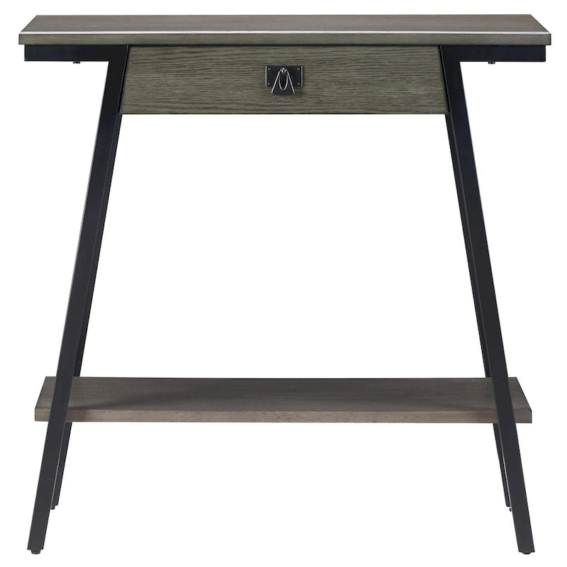 Console en bois Empiria Leick Home avec tiroir et cadre en métal