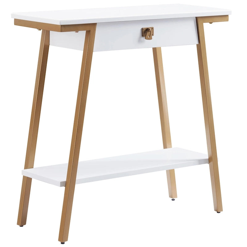 Console en bois Empiria Leick Home avec tiroir et cadre en métal