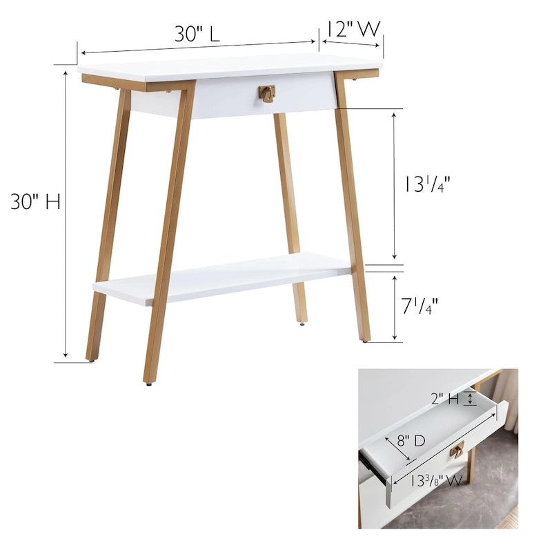 Console en bois Empiria Leick Home avec tiroir et cadre en métal