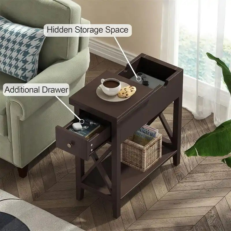 Table d'appoint étroite Material Flip Top - 11P x 23,5L x 24H