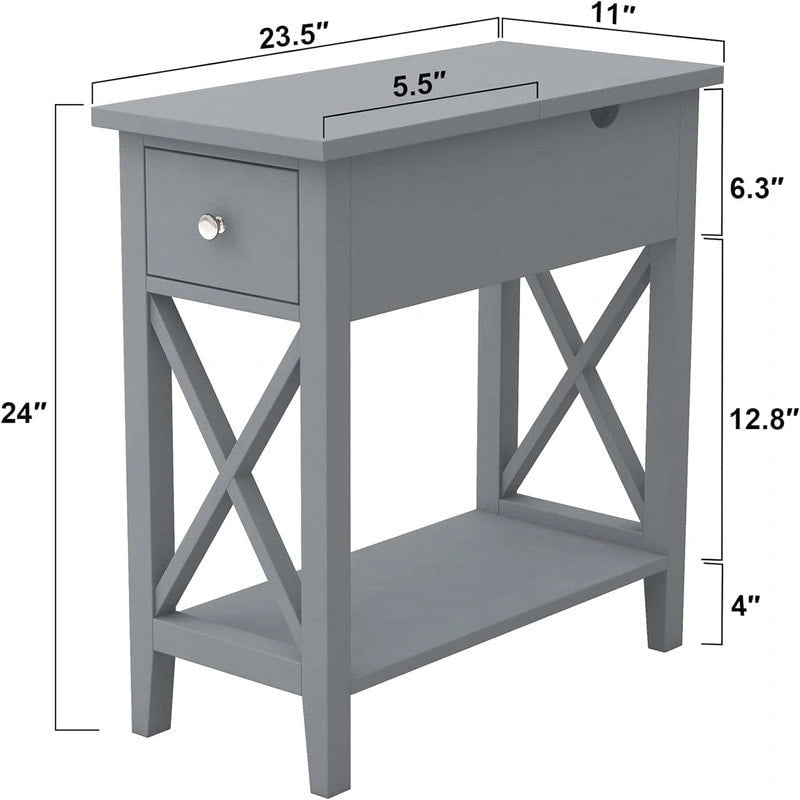 Table d'appoint étroite Material Flip Top - 11P x 23,5L x 24H