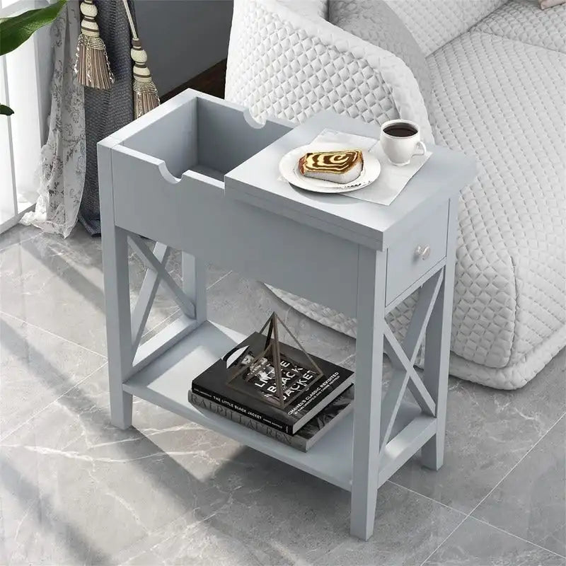 Table d'appoint étroite Material Flip Top - 11P x 23,5L x 24H