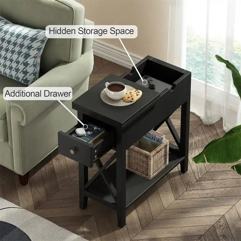 Table d'appoint étroite Material Flip Top - 11P x 23,5L x 24H