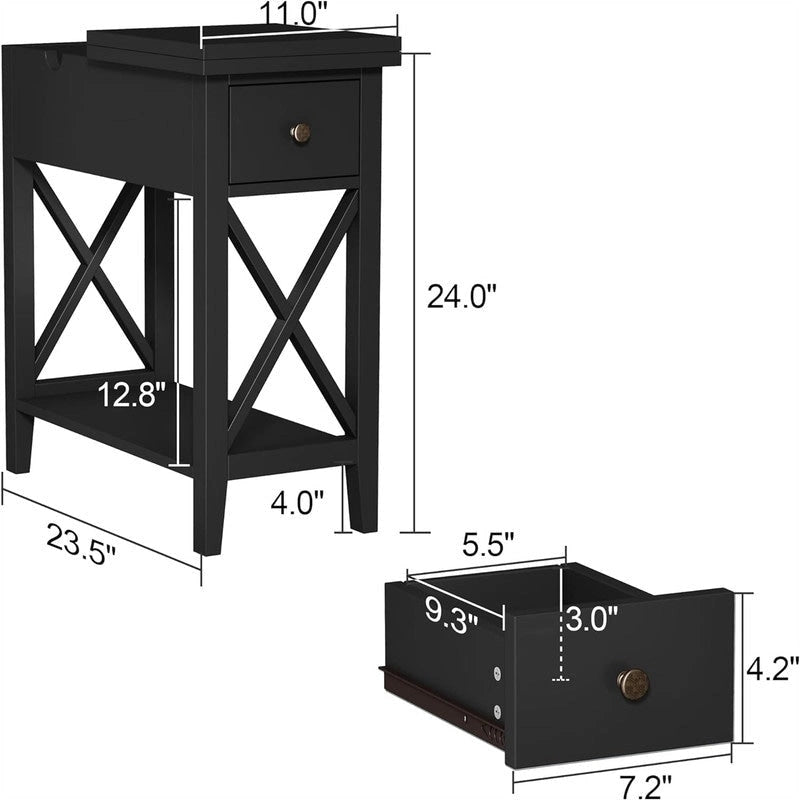 Table d'appoint étroite Material Flip Top - 11P x 23,5L x 24H