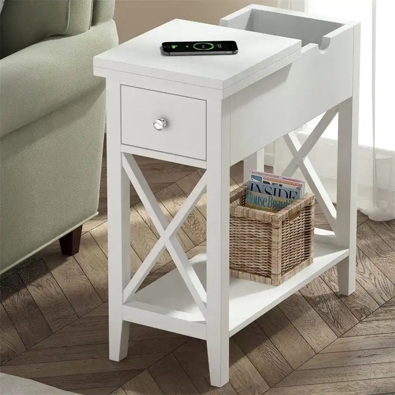 Table d'appoint étroite Material Flip Top - 11P x 23,5L x 24H