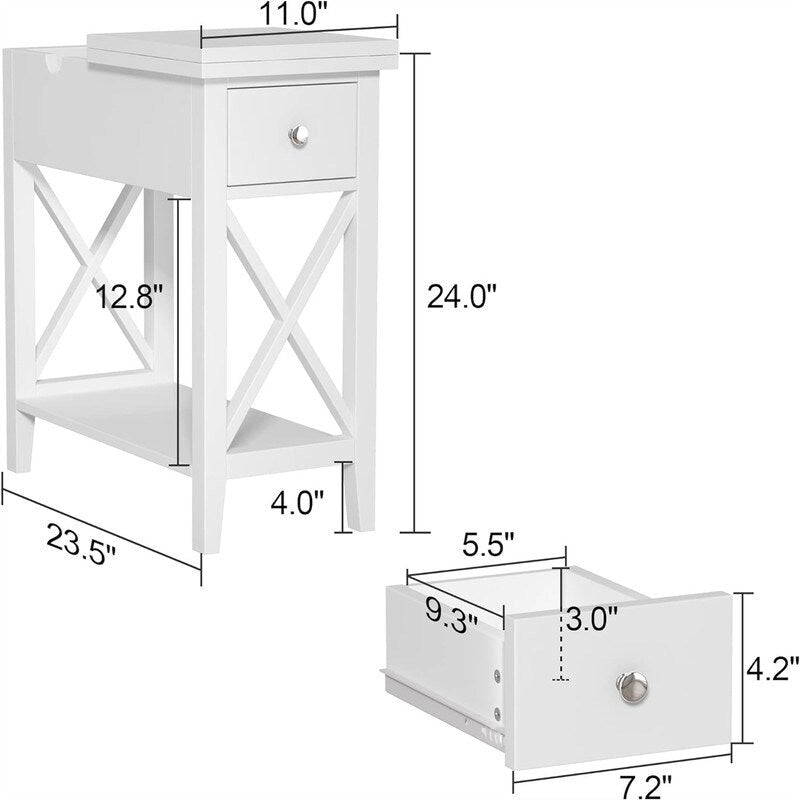 Table d'appoint étroite Material Flip Top - 11P x 23,5L x 24H