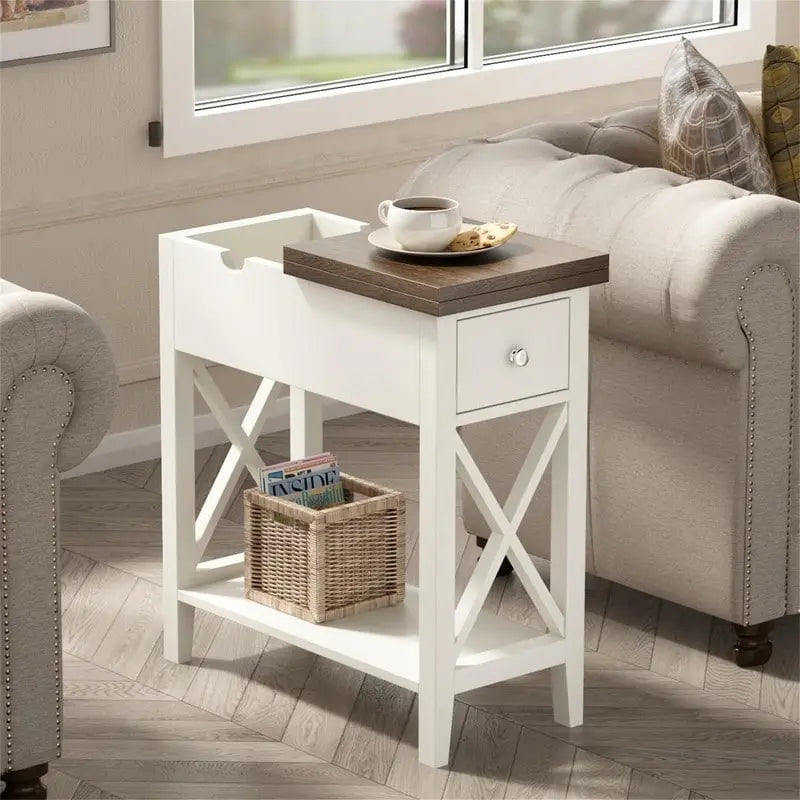 Table d'appoint étroite Material Flip Top - 11P x 23,5L x 24H