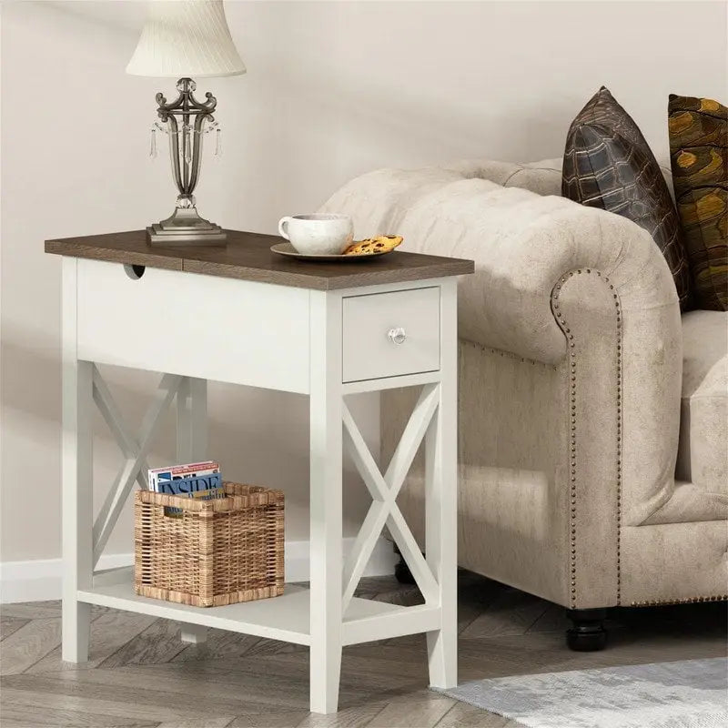 Table d'appoint étroite Material Flip Top - 11P x 23,5L x 24H