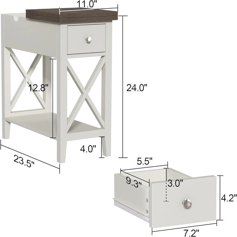 Table d'appoint étroite Material Flip Top - 11P x 23,5L x 24H