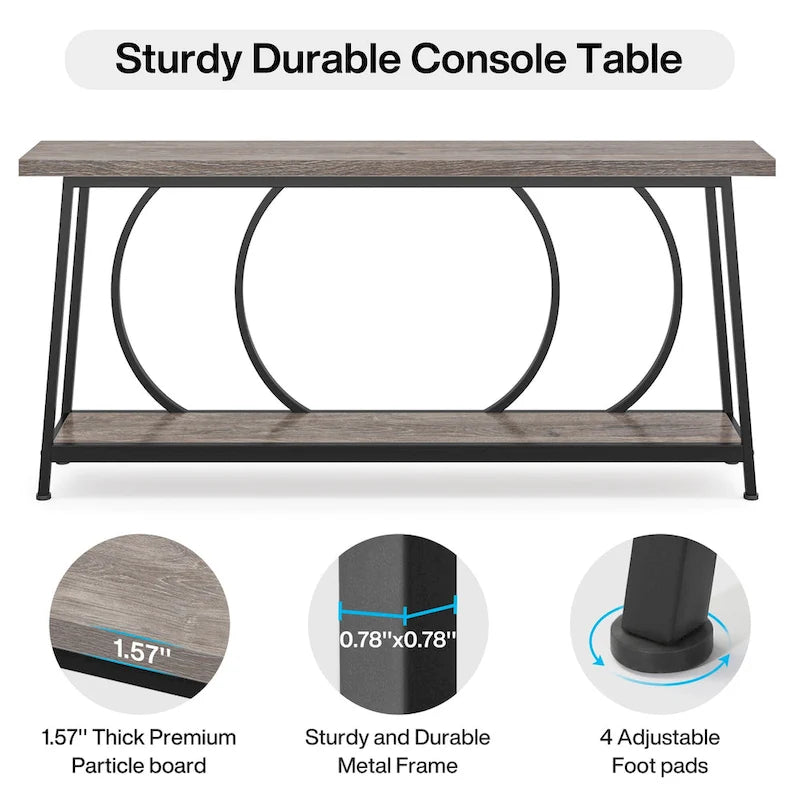 Table console de 70,9 pouces avec rangement, table console de canapé étroite extra longue