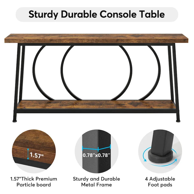 Table console de 70,9 pouces avec rangement, table console de canapé étroite extra longue