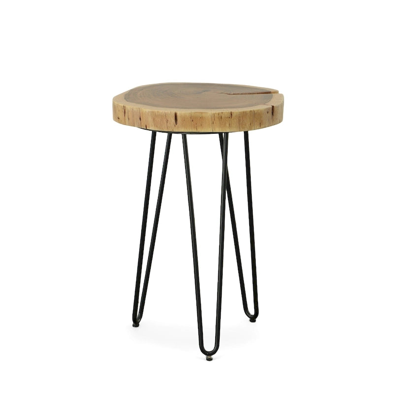 Table d'appoint Carolina Living Seti Live Edge - Plateau naturel - Piètement noir