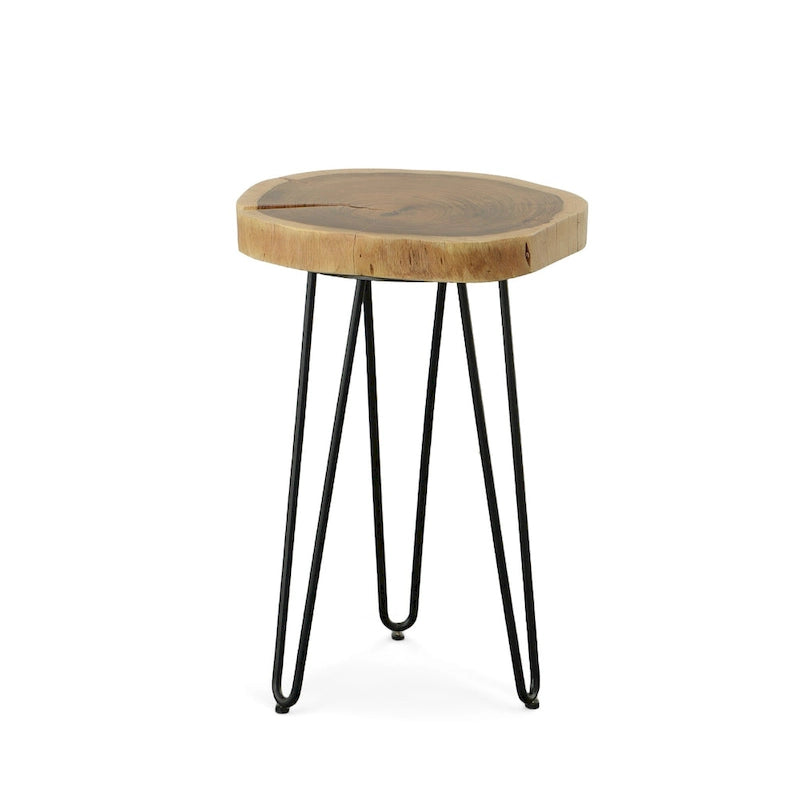 Table d'appoint Carolina Living Seti Live Edge - Plateau naturel - Piètement noir