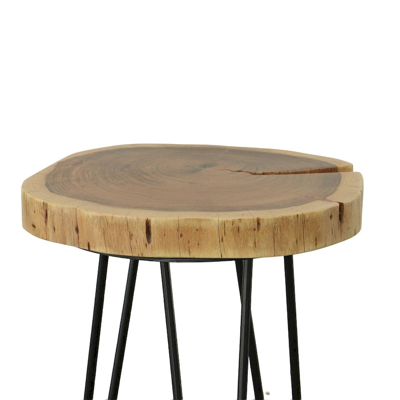 Table d'appoint Carolina Living Seti Live Edge - Plateau naturel - Piètement noir