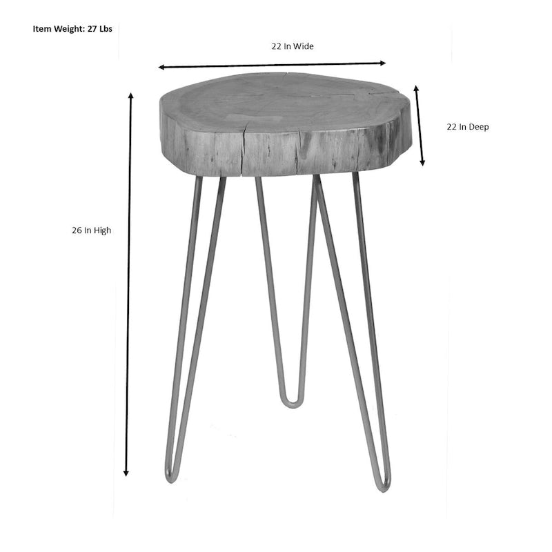 Table d'appoint Carolina Living Seti Live Edge - Plateau naturel - Piètement noir