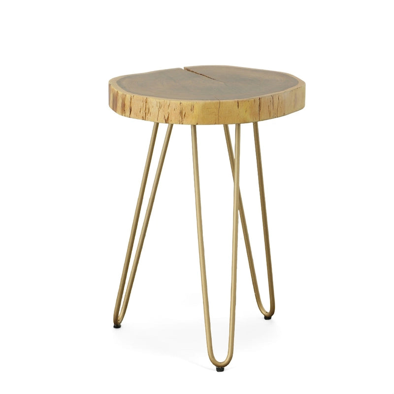 Table d'appoint Carolina Living Seti Live Edge - Plateau naturel - Piètement noir