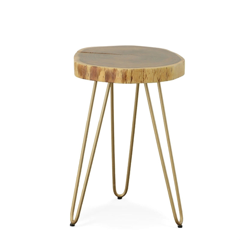 Table d'appoint Carolina Living Seti Live Edge - Plateau naturel - Piètement noir