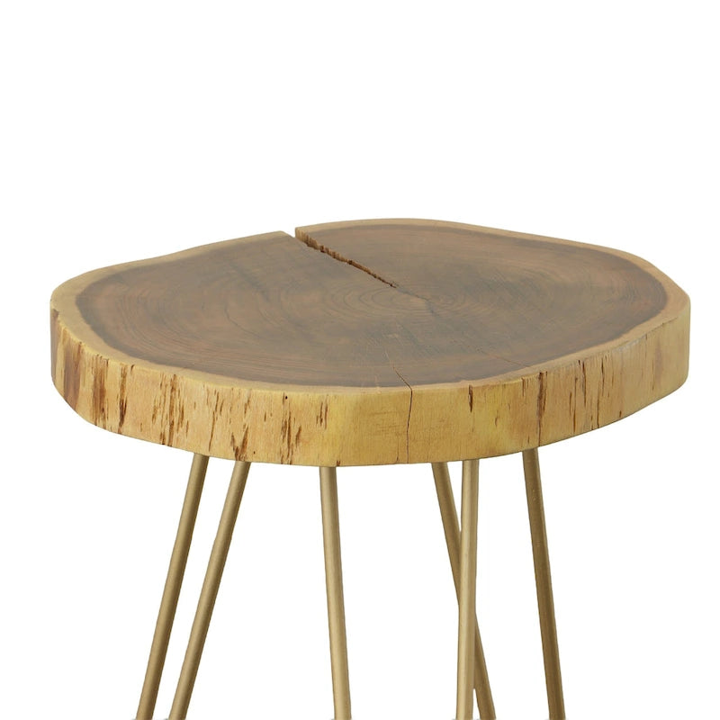 Table d'appoint Carolina Living Seti Live Edge - Plateau naturel - Piètement noir