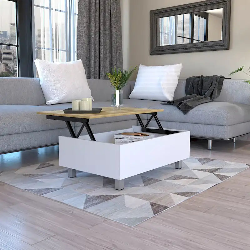 Table basse avec plateau relevable, rangement intégré et 4 pieds TUHOME Gambia