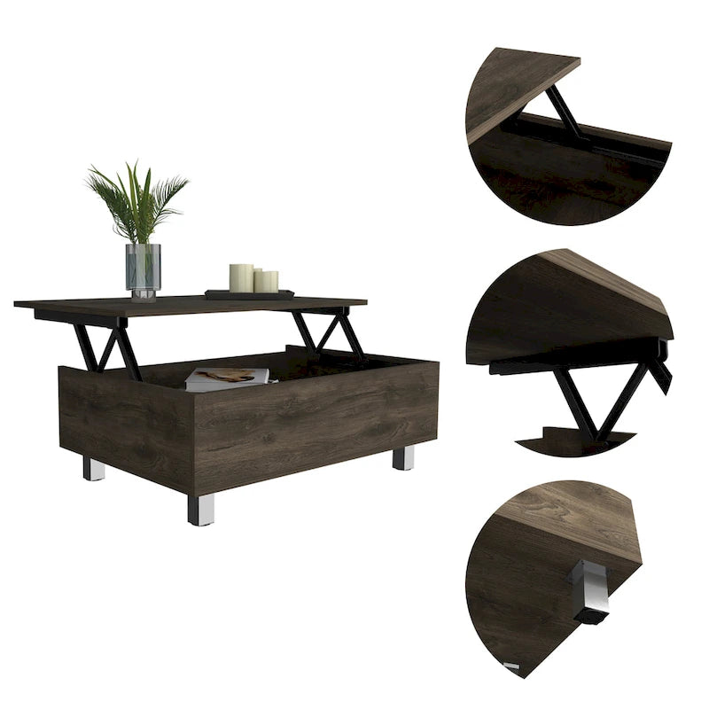 Table basse avec plateau relevable, rangement intégré et 4 pieds TUHOME Gambia