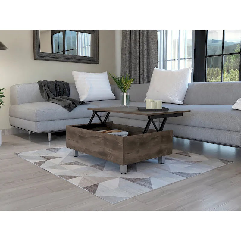 Table basse avec plateau relevable, rangement intégré et 4 pieds TUHOME Gambia