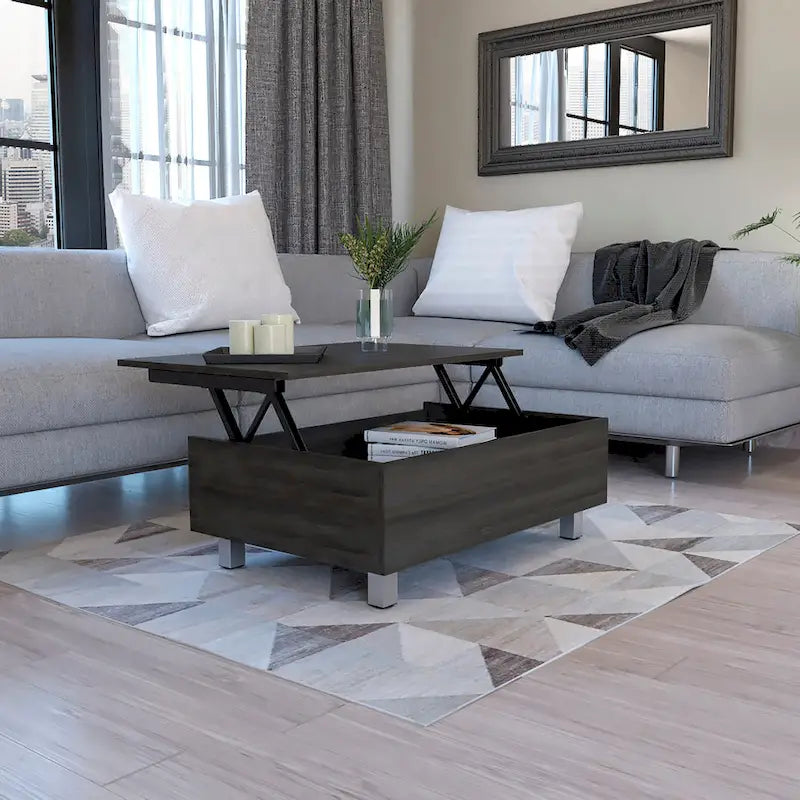 Table basse avec plateau relevable, rangement intégré et 4 pieds TUHOME Gambia