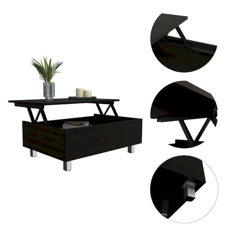Table basse avec plateau relevable, rangement intégré et 4 pieds TUHOME Gambia