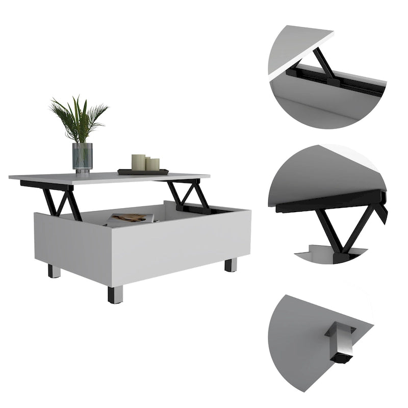 Table basse avec plateau relevable, rangement intégré et 4 pieds TUHOME Gambia