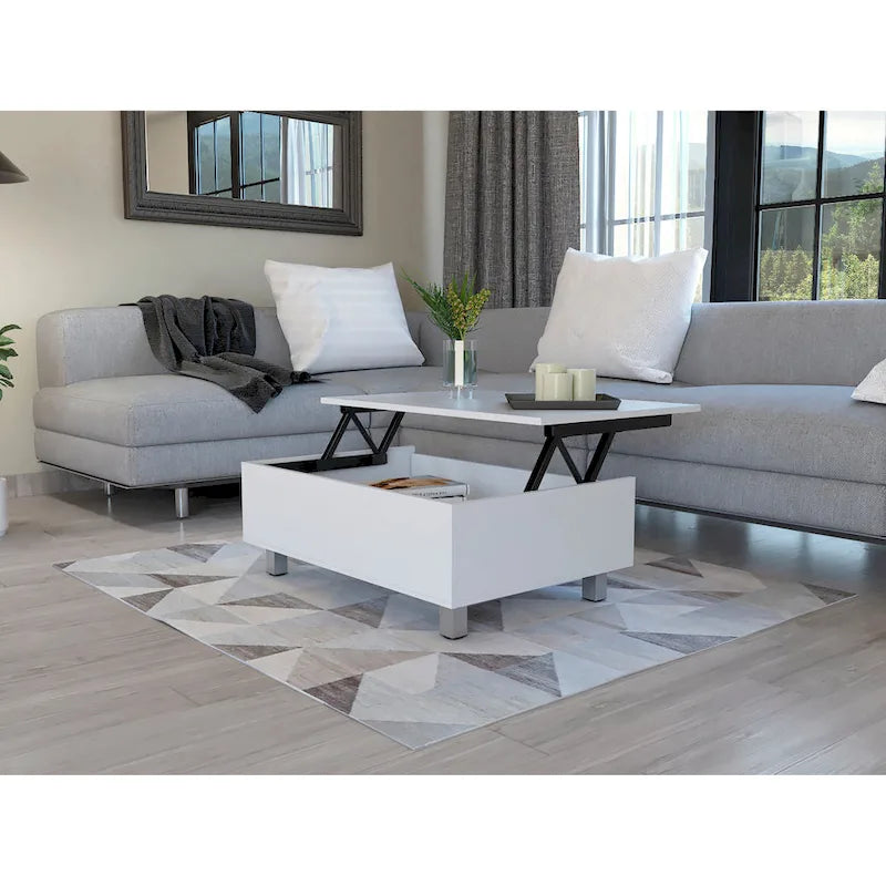 Table basse avec plateau relevable, rangement intégré et 4 pieds TUHOME Gambia