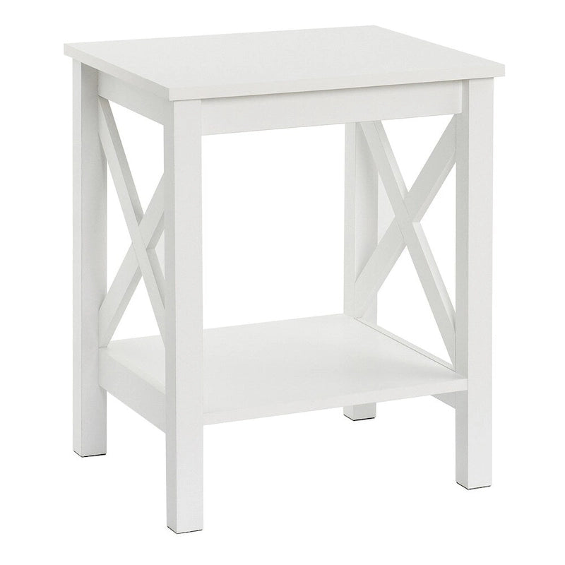 The Gray Barn Xanadu Hill Table d'appoint à deux niveaux et étagère, avec piètement en X