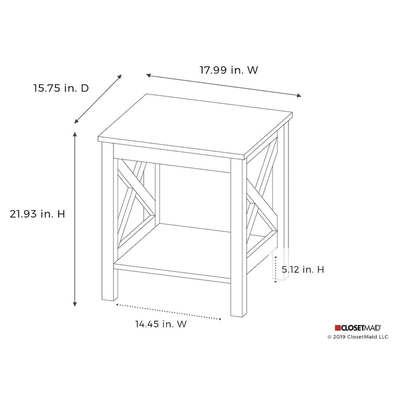 The Gray Barn Xanadu Hill Table d'appoint à deux niveaux et étagère, avec piètement en X
