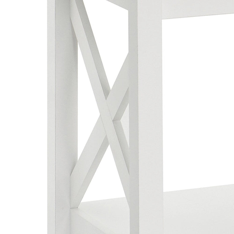 The Gray Barn Xanadu Hill Table d'appoint à deux niveaux et étagère, avec piètement en X