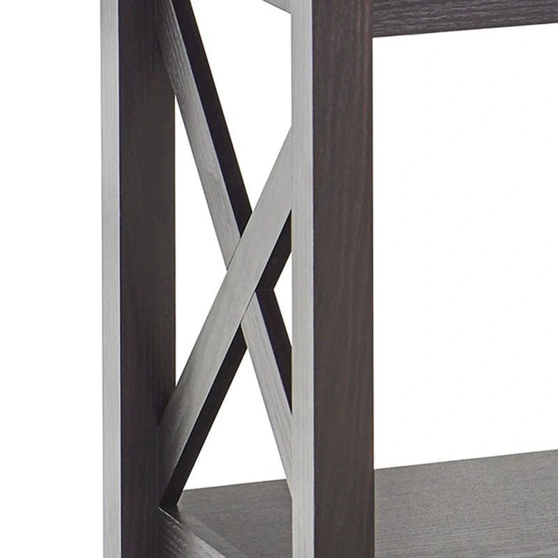 The Gray Barn Xanadu Hill Table d'appoint à deux niveaux et étagère, avec piètement en X