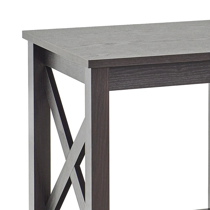 The Gray Barn Xanadu Hill Table d'appoint à deux niveaux et étagère, avec piètement en X