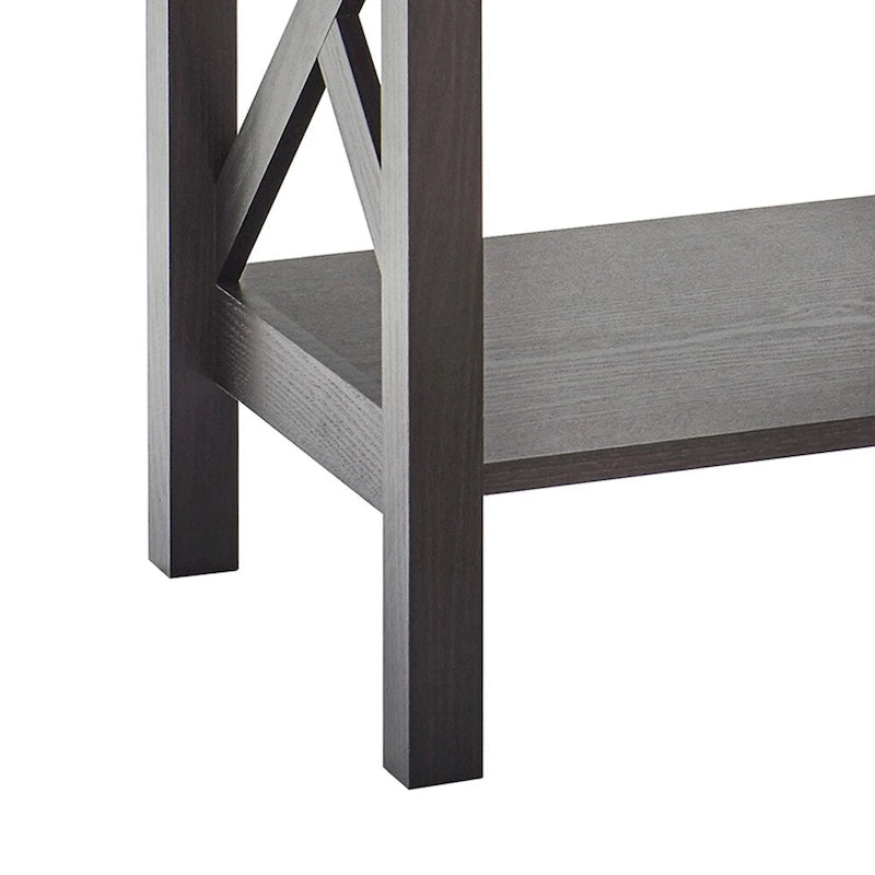 The Gray Barn Xanadu Hill Table d'appoint à deux niveaux et étagère, avec piètement en X