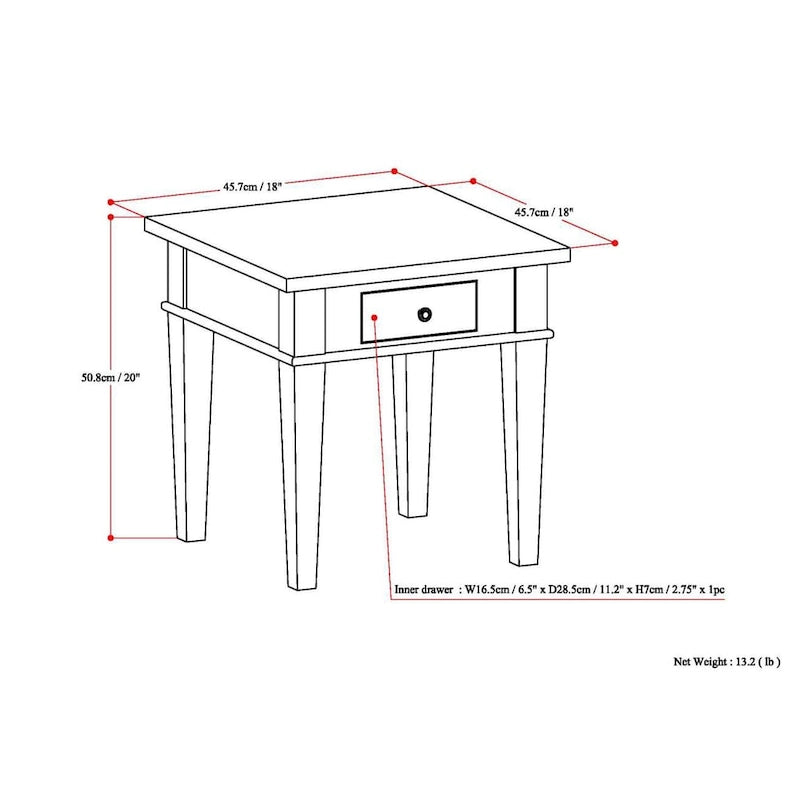 Table d'appoint carrée de transition WYNDENHALL Sterling en BOIS MASSIF de 45,7 cm de large - 45,7 L x 45,7 P x 50,8 H