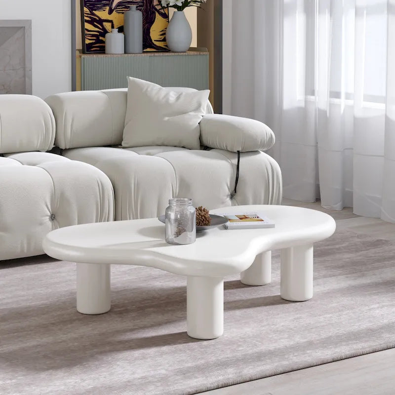 Table basse nuage, décor de table basse moderne irrégulière avec 4 pieds
