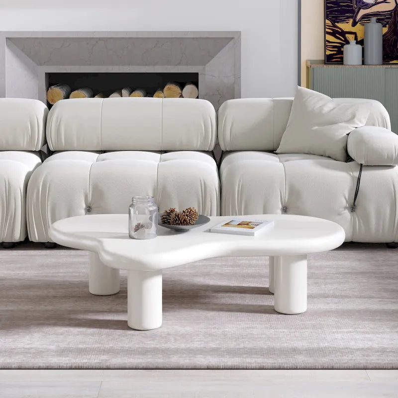 Table basse nuage, décor de table basse moderne irrégulière avec 4 pieds