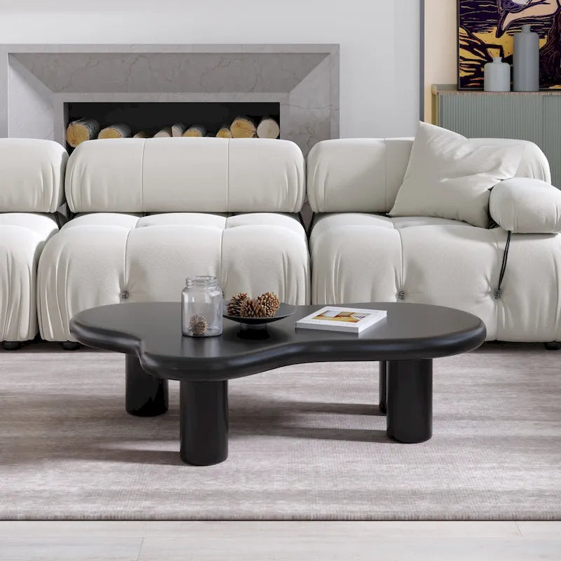 Table basse nuage, décor de table basse moderne irrégulière avec 4 pieds