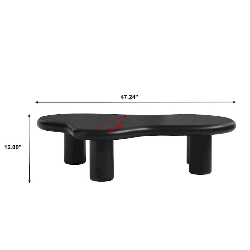 Table basse nuage, décor de table basse moderne irrégulière avec 4 pieds