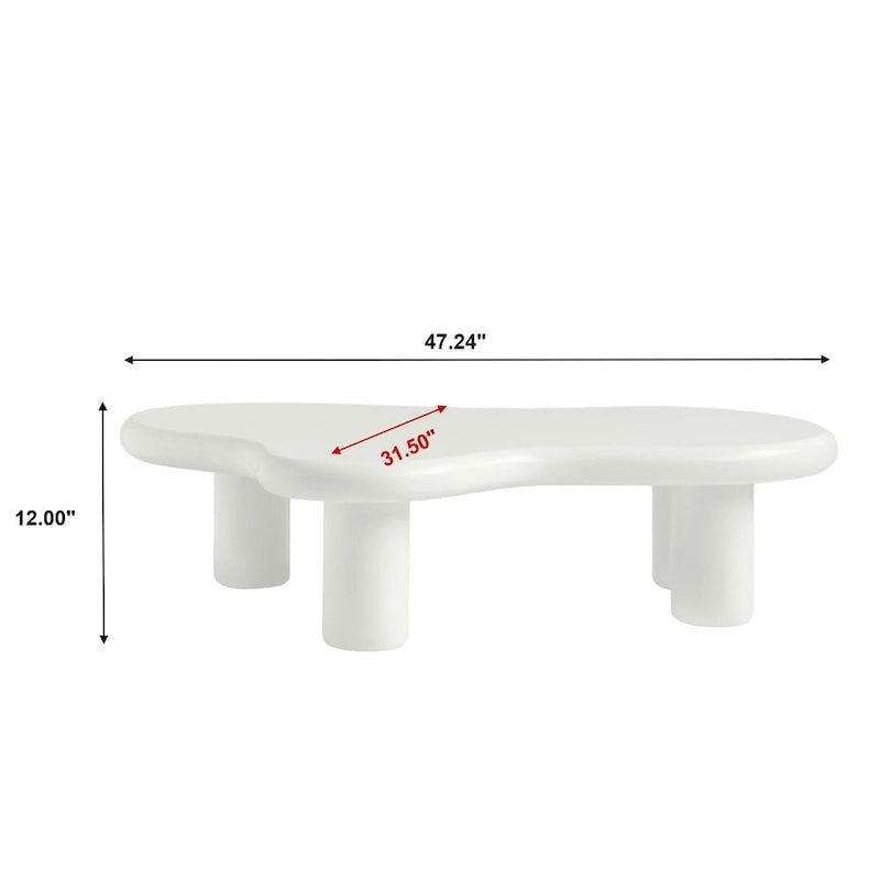 Table basse nuage, décor de table basse moderne irrégulière avec 4 pieds