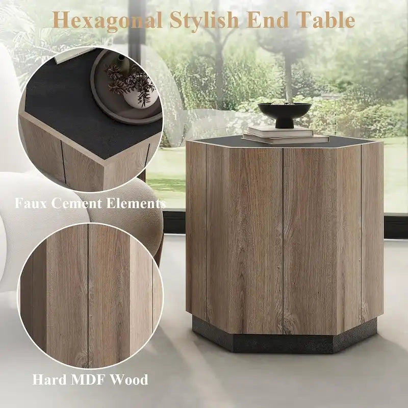 Table basse hexagonale, table basse résistante aux rayures avec tiroirs
