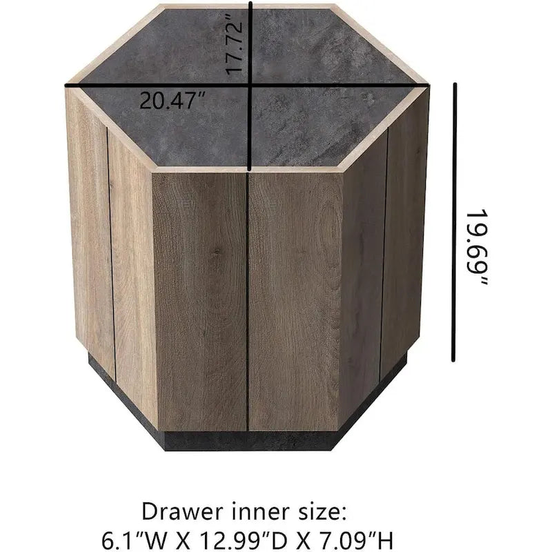 Table basse hexagonale, table basse résistante aux rayures avec tiroirs