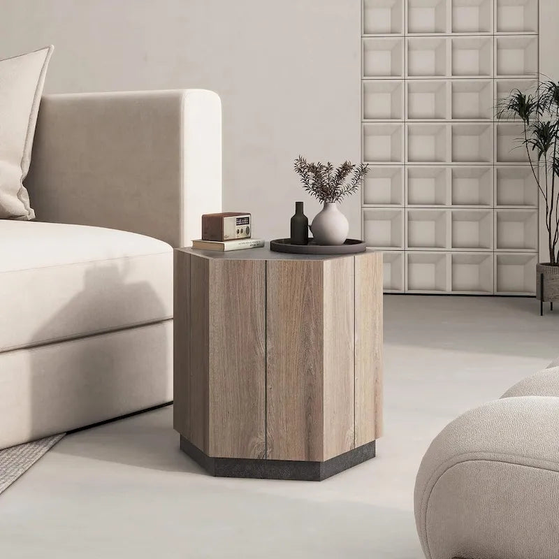 Table basse hexagonale, table basse résistante aux rayures avec tiroirs