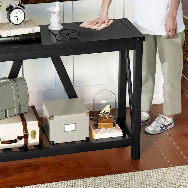 Pellebant Table console d'entrée en A, table de canapé longue avec étagère - 114,99 cm L x 35,51 cm l x 80,98 cm H