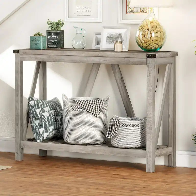 Pellebant Table console d'entrée en A, table de canapé longue avec étagère - 114,99 cm L x 35,51 cm l x 80,98 cm H