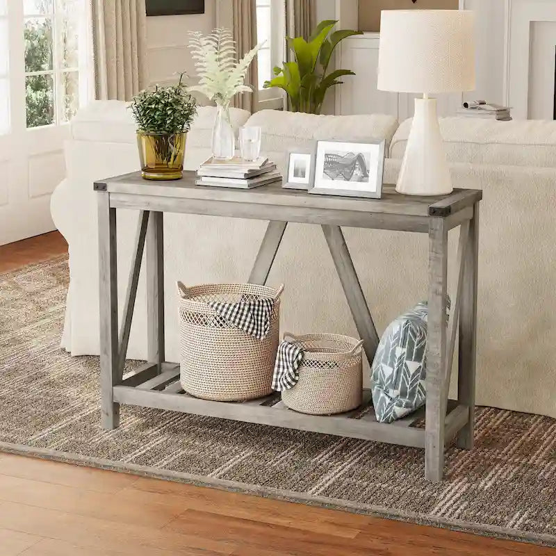 Pellebant Table console d'entrée en A, table de canapé longue avec étagère - 114,99 cm L x 35,51 cm l x 80,98 cm H