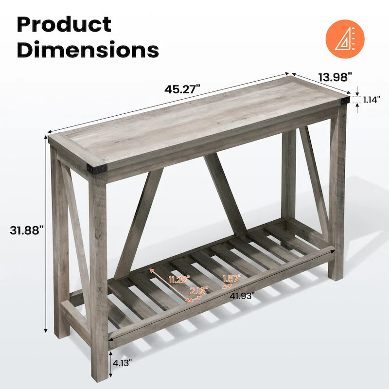Pellebant Table console d'entrée en A, table de canapé longue avec étagère - 114,99 cm L x 35,51 cm l x 80,98 cm H