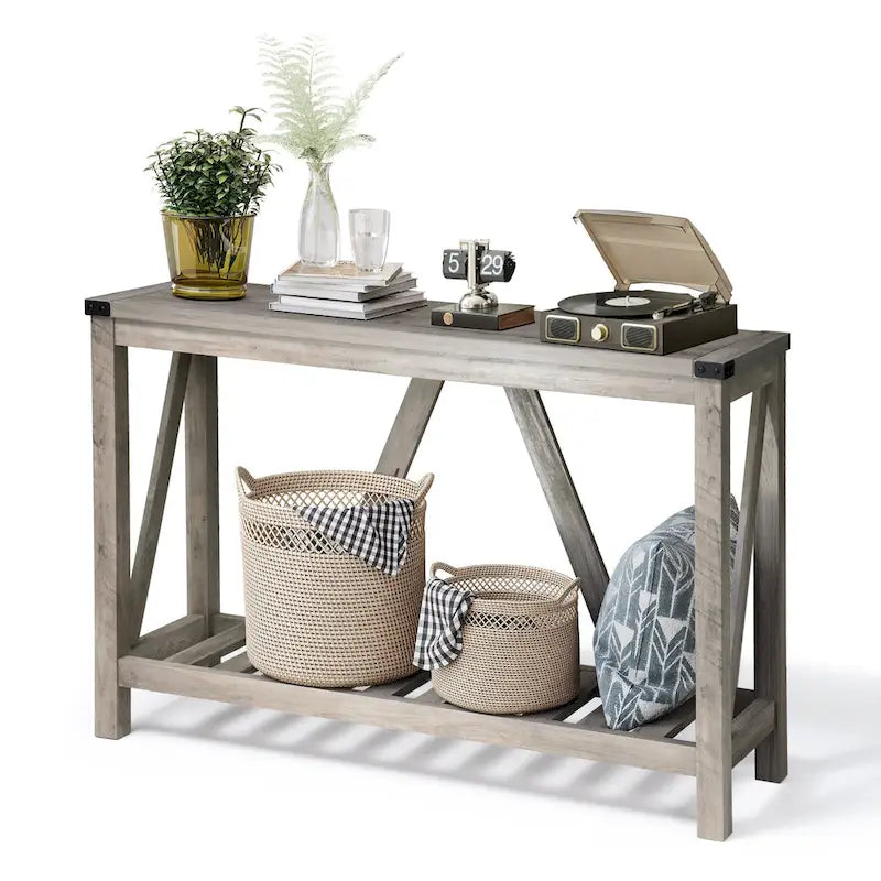 Pellebant Table console d'entrée en A, table de canapé longue avec étagère - 114,99 cm L x 35,51 cm l x 80,98 cm H