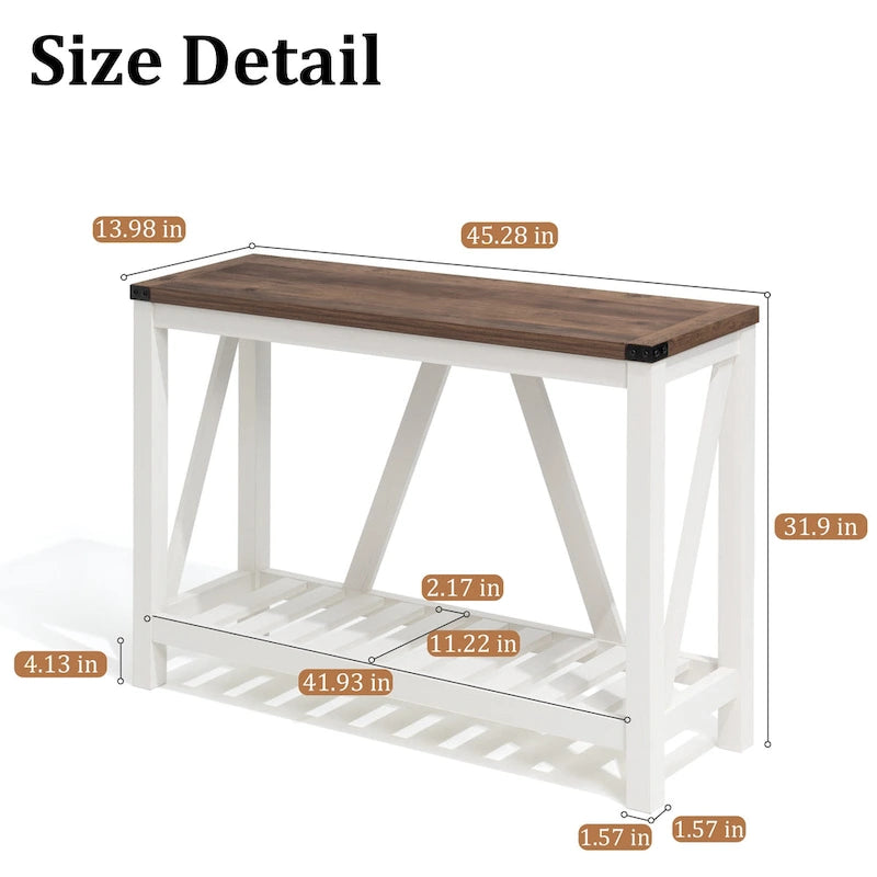 Pellebant Table console d'entrée en A, table de canapé longue avec étagère - 114,99 cm L x 35,51 cm l x 80,98 cm H